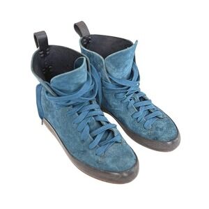 FEIT Classic High Top Sneakers Handsewn $895‎ Indigo Blue Suede Leather 36 Shoes